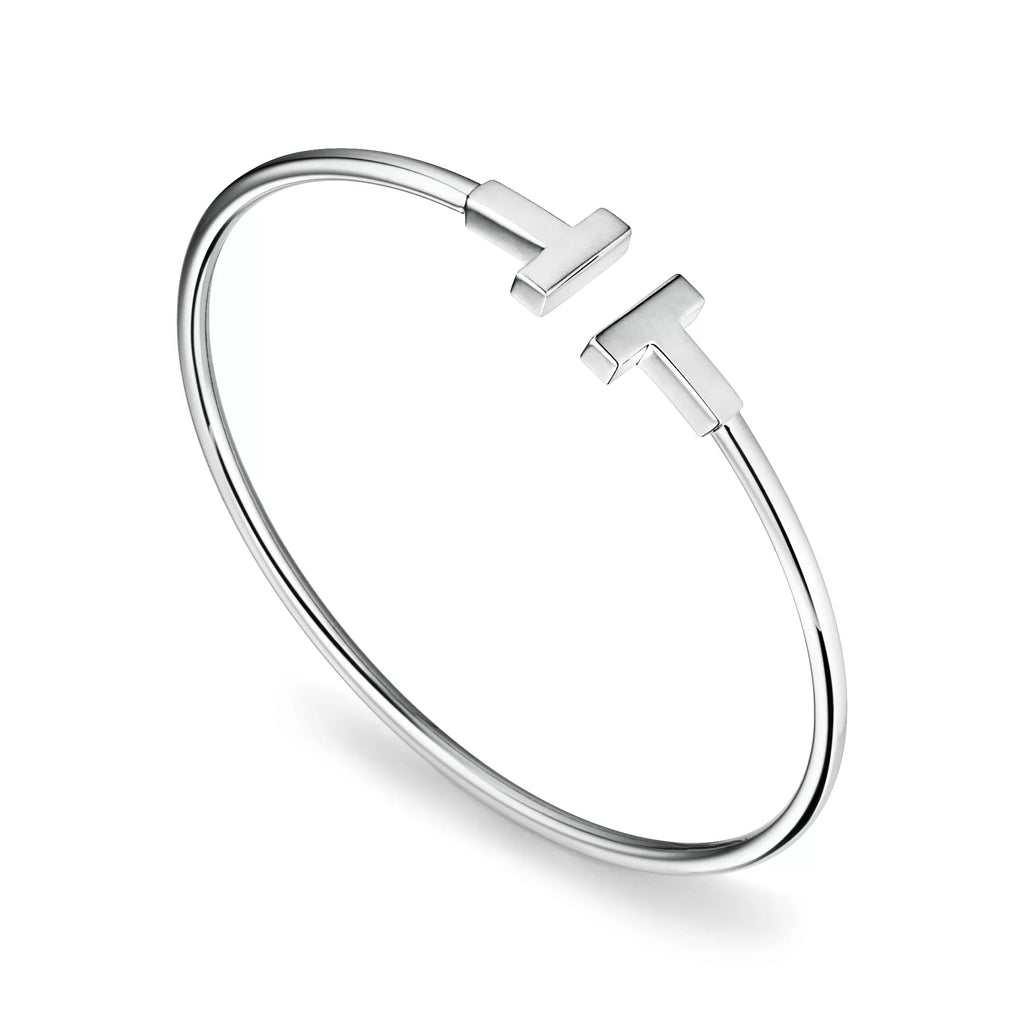 Carave Paris Minimalist T Wire White Gold Bracelet for Women