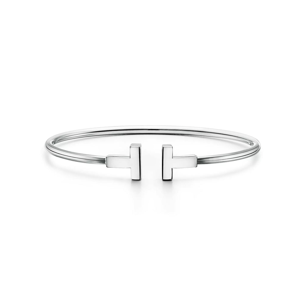Carave Paris Minimalist T Wire White Gold Bracelet for Women