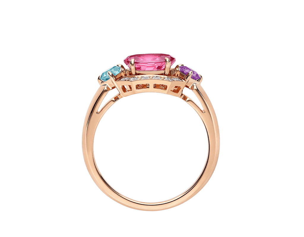Carave Paris Multicolor Gemstone Diamond Ring Rose Gold