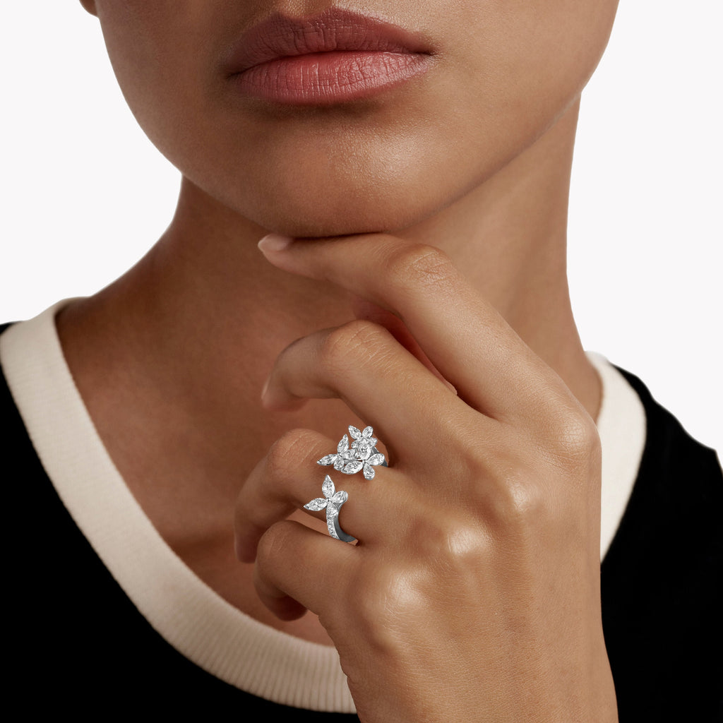 Carave Paris Open Floral Marquise Diamond Wrap Ring
