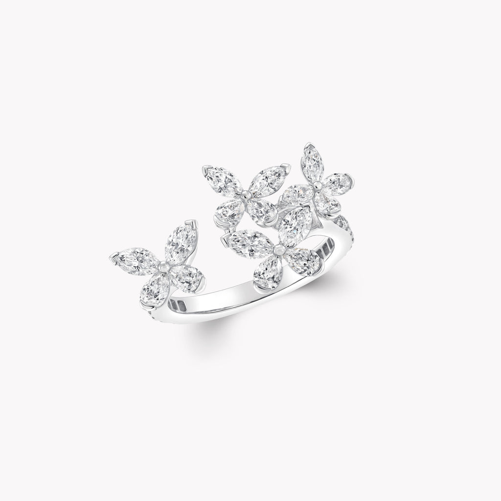 Carave Paris Open Floral Marquise Diamond Wrap Ring