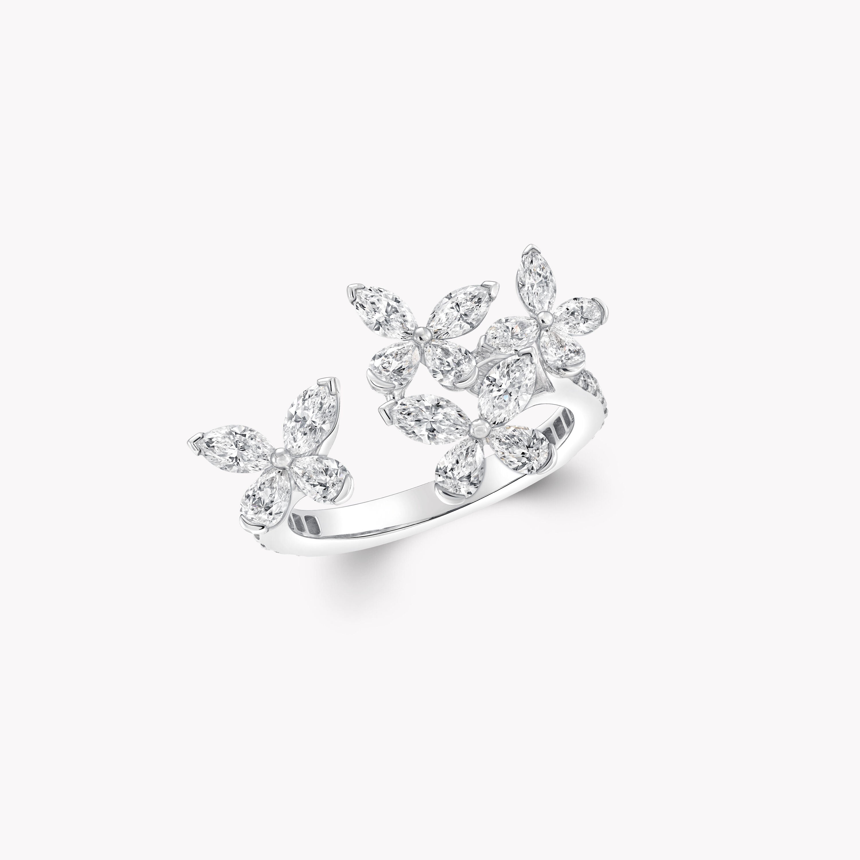 Carave Paris Open Floral Marquise Diamond Wrap Ring