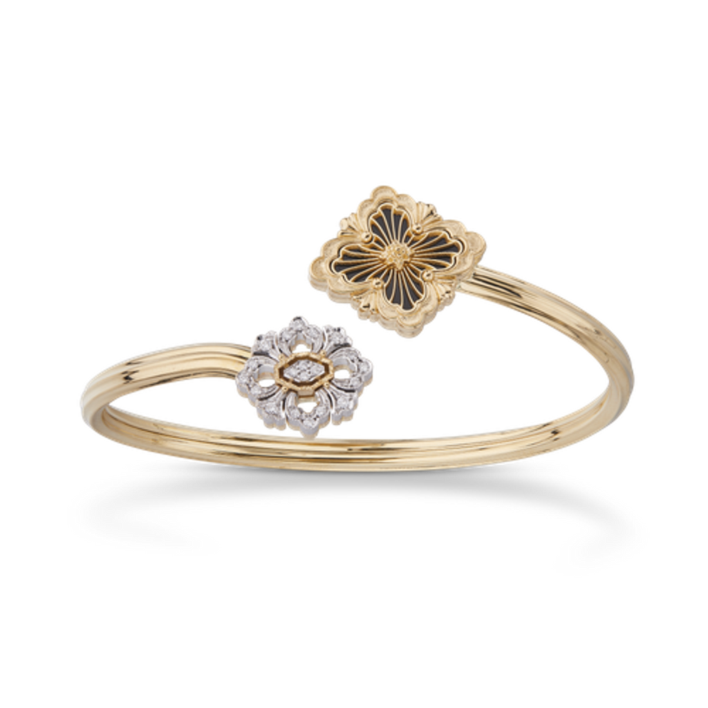 Carave Paris Open Floral Motif Diamond Bangle Bracelet