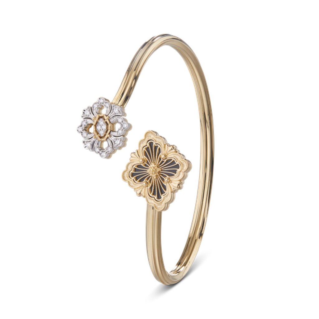 Carave Paris Open Floral Motif Diamond Bangle Bracelet