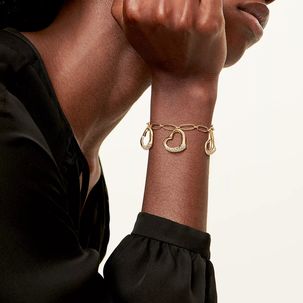 Carave Paris Open Heart Diamond Link Gold Bracelet for Women