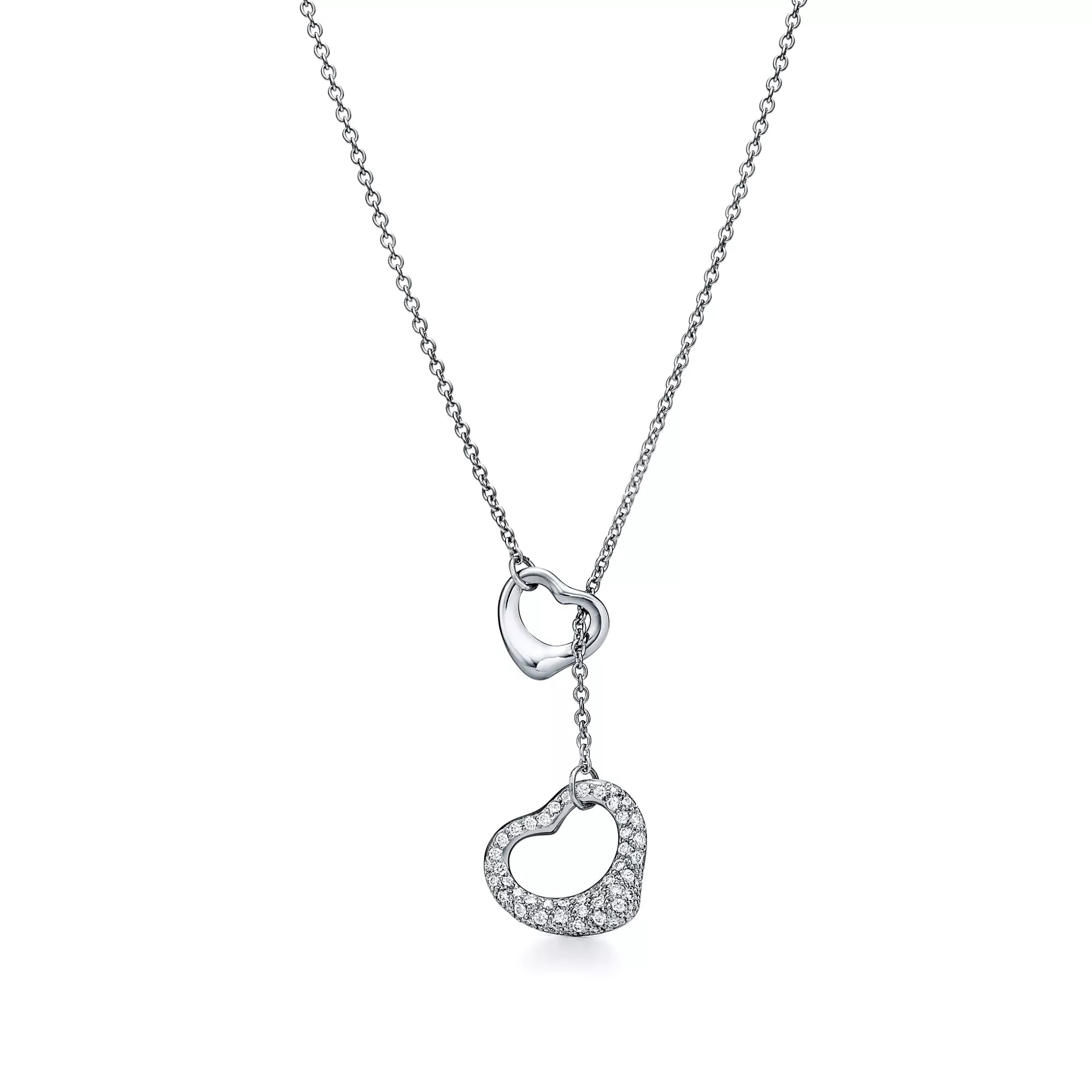 Carave Paris Open Heart Drop Diamond Necklace in White Gold