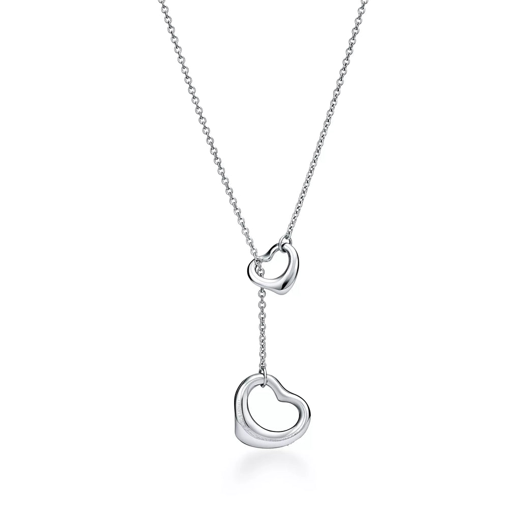Carave Paris Open Heart Drop Diamond Necklace in White Gold