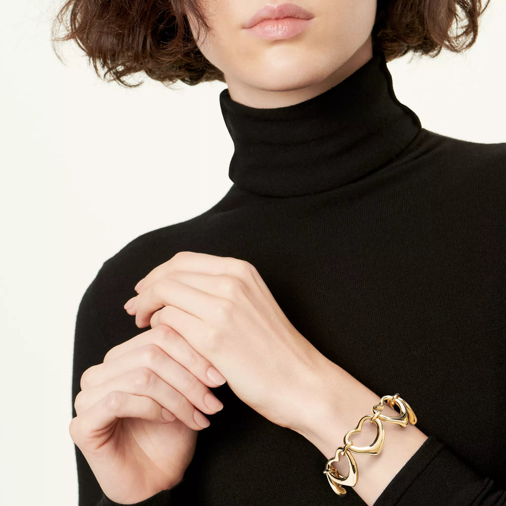 Carave Paris Open Heart Link Yellow Gold Bracelet for Women