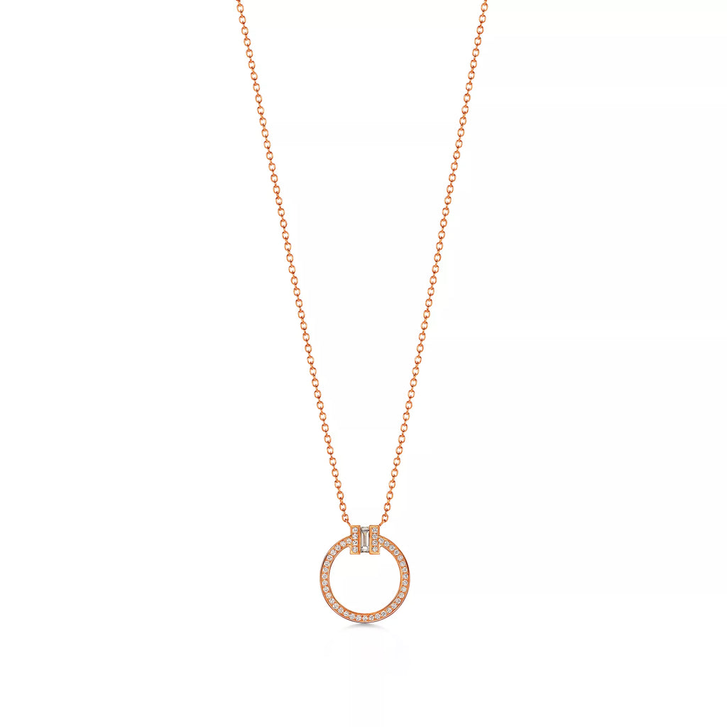 Carave Paris Pavé Circle Link Pendant Necklace in Rose Gold