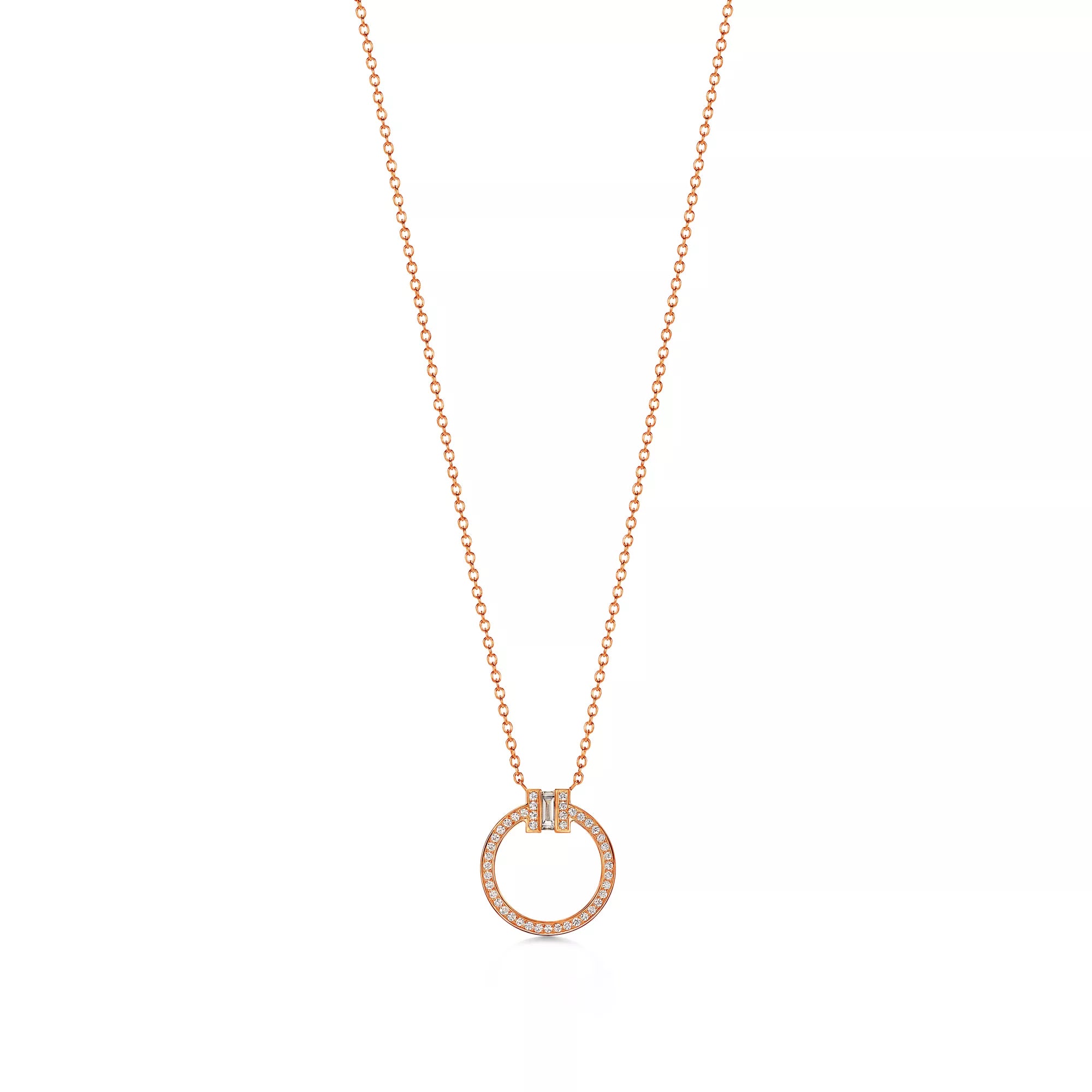 Carave Paris Pavé Circle Link Pendant Necklace in Rose Gold