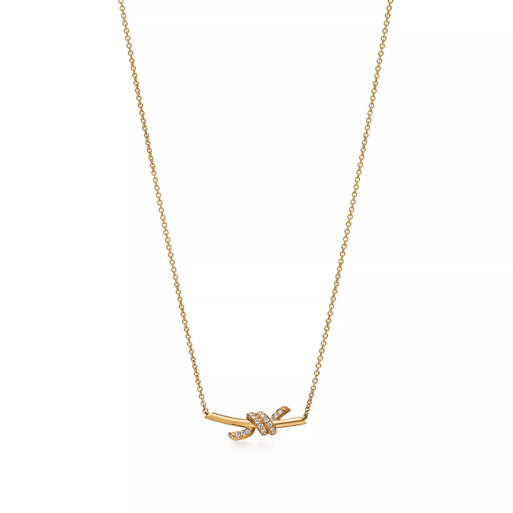 Carave Paris Pavé Crystal Knot Bar Necklace