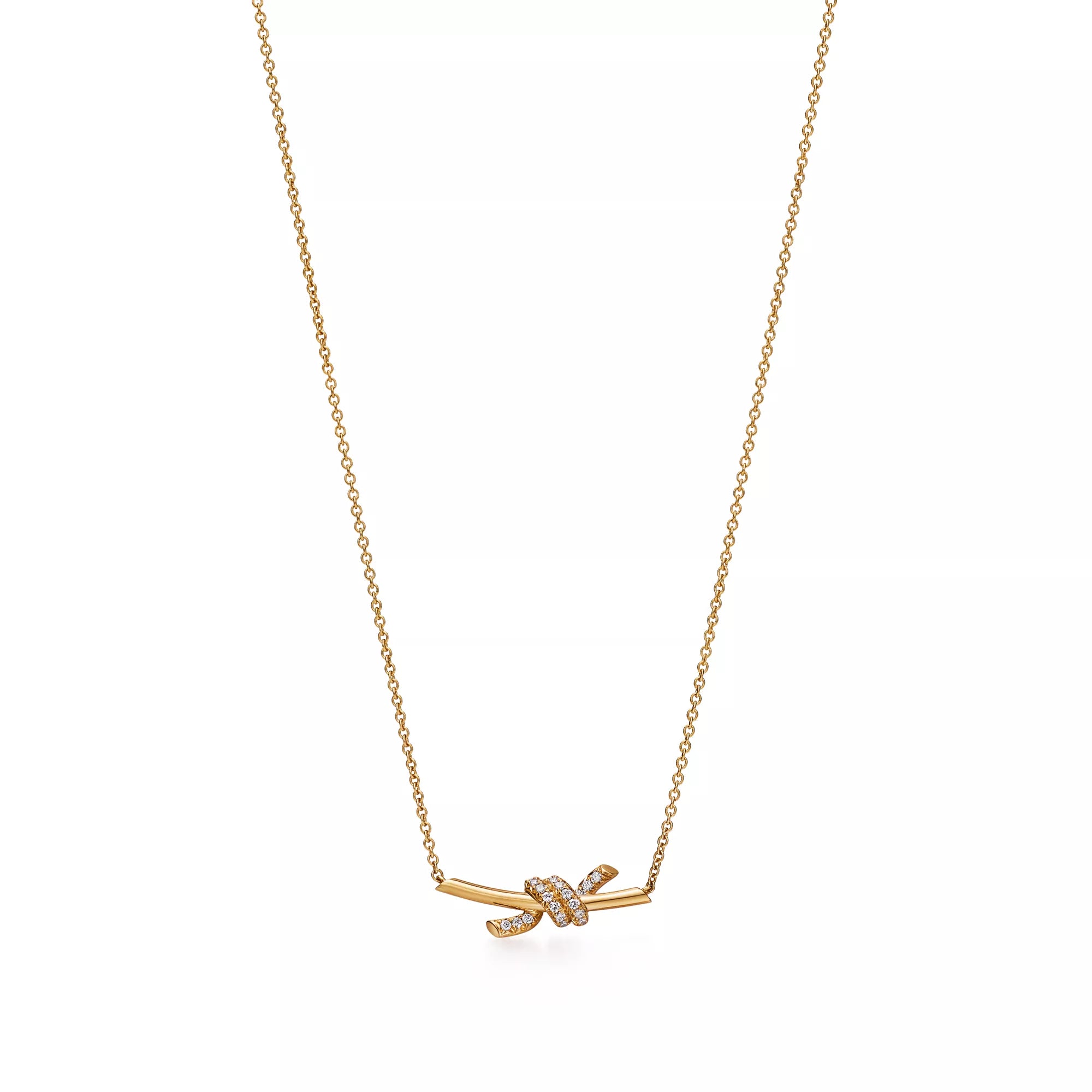 Carave Paris Pavé Crystal Knot Bar Necklace
