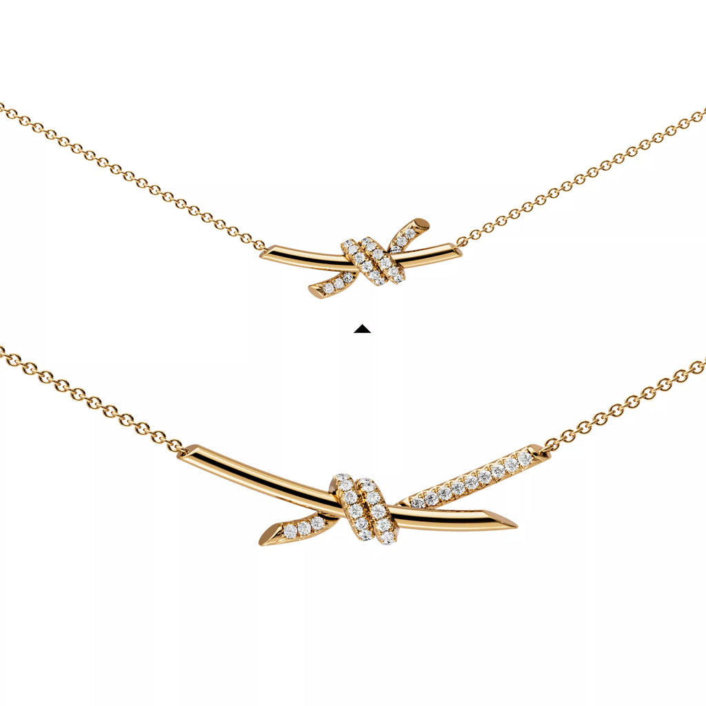 Carave Paris Pavé Crystal Knot Bar Necklace