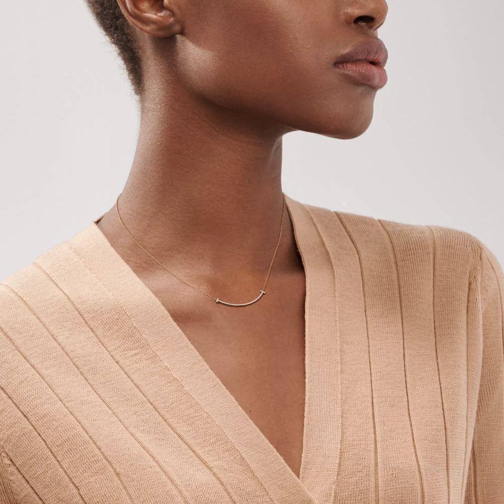 Carave Paris Pavé Curve Bar Diamond Necklace in Gold