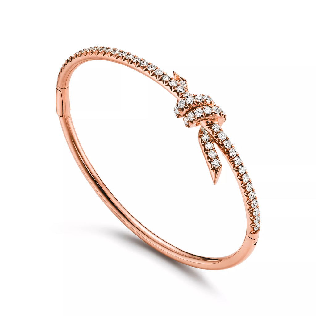 Carave Paris Pavé Diamond Nail Rose Gold Hinged Bangle for Men