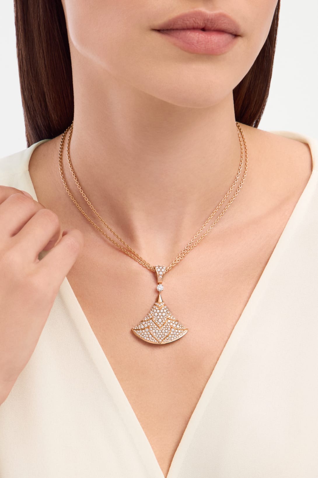 Carave Paris Pavé Fan Drop Pendant Necklace