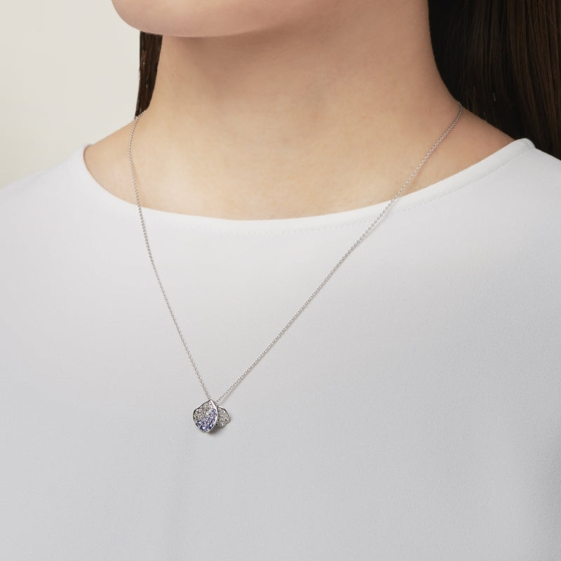 Carave Paris Pavé Heart Pendant Necklace with Blue Accents