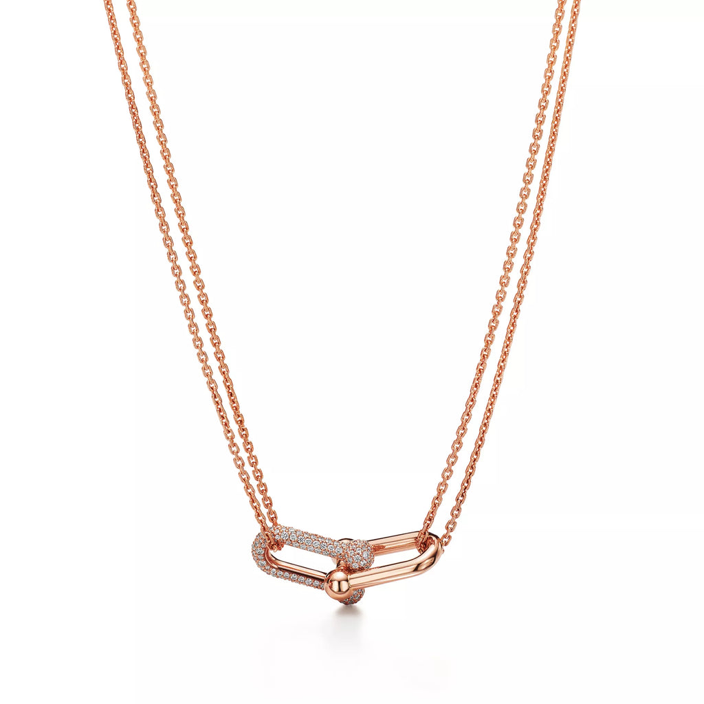 Carave Paris Pavé Link Double Chain Choker Necklace in Rose Gold