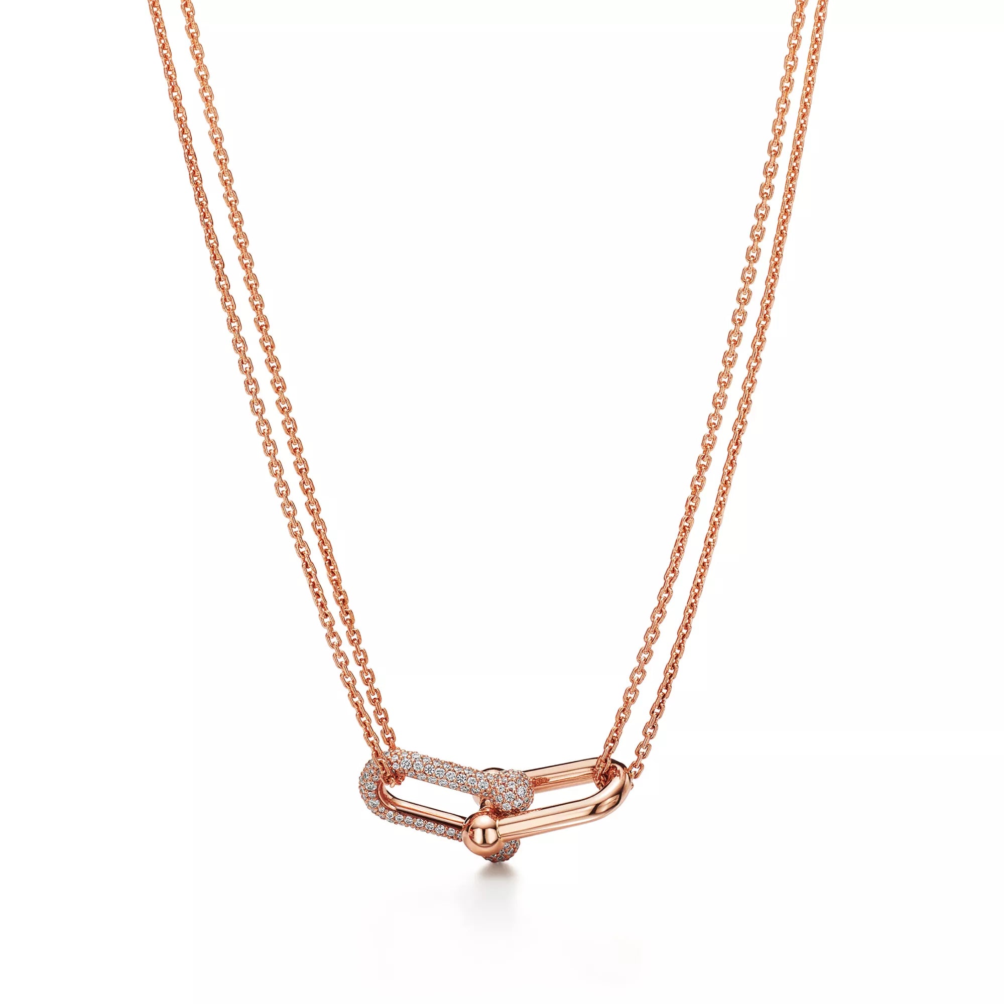 Carave Paris Pavé Link Double Chain Choker Necklace in Rose Gold