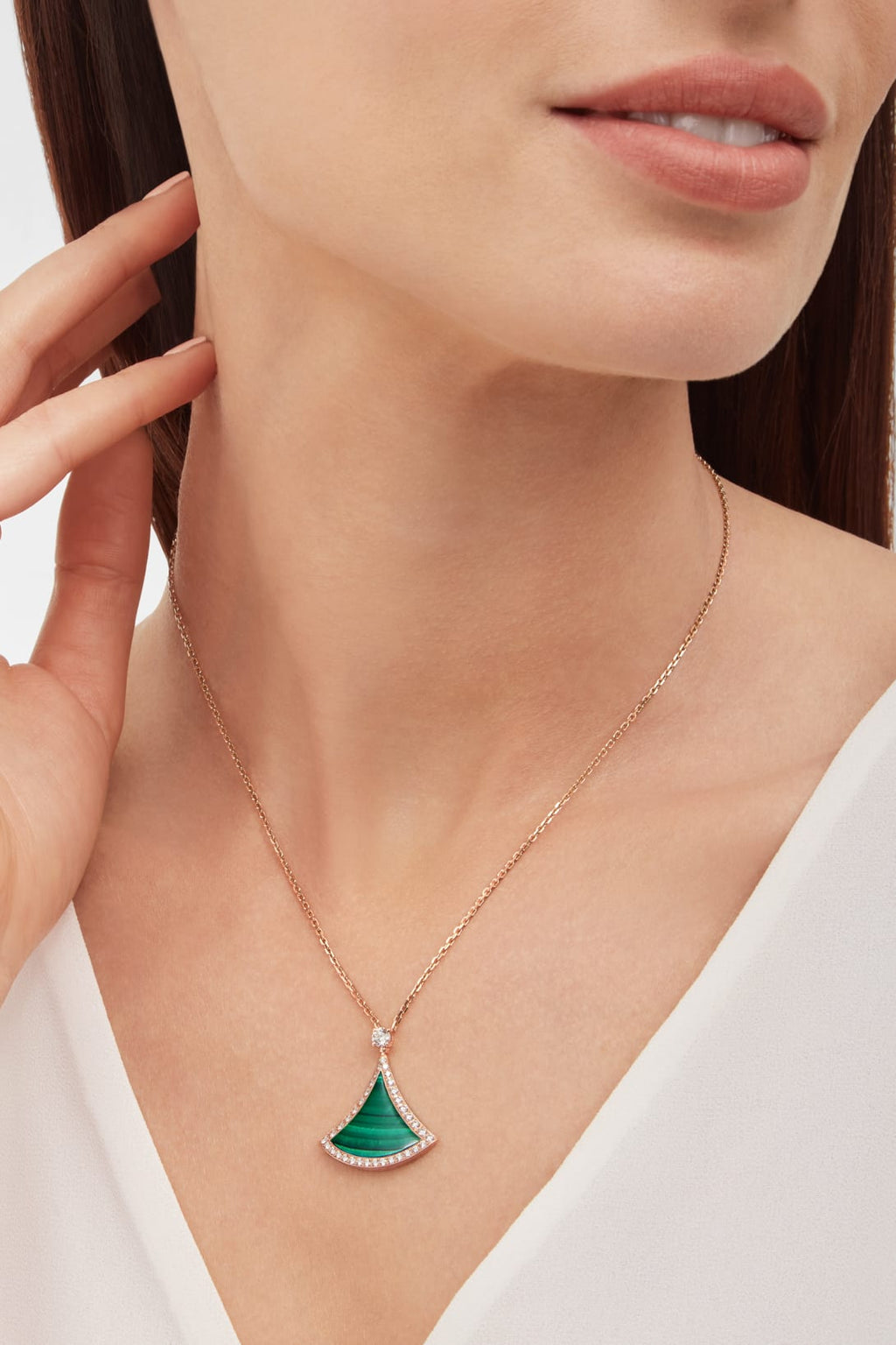 Carave Paris Pavé Mother of Pearl Fan Pendant Necklace