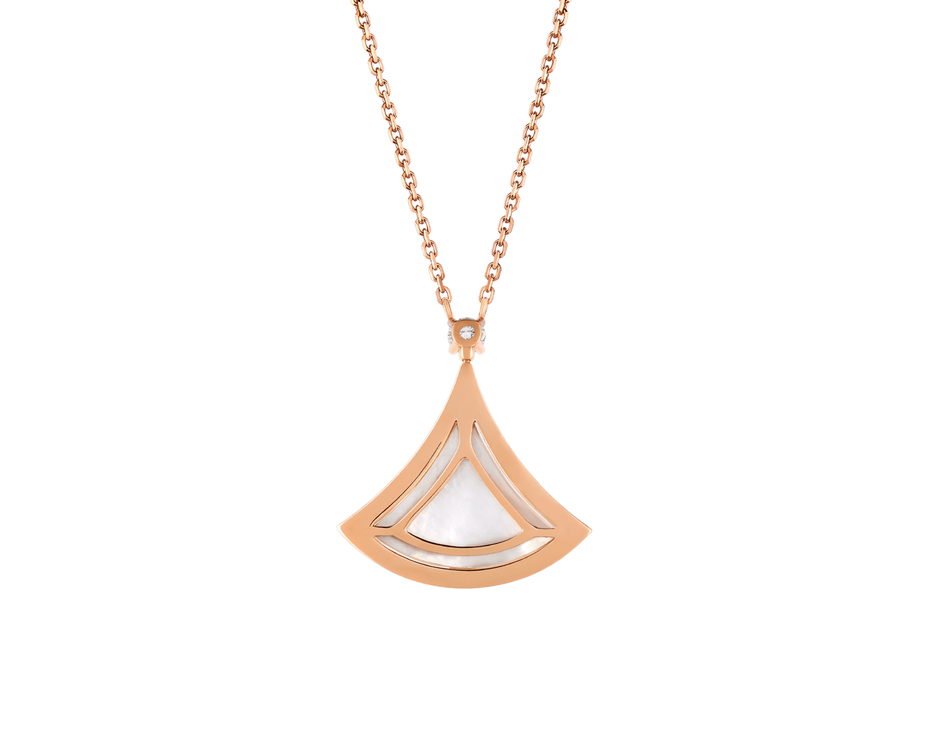 Carave Paris Pavé Mother of Pearl Fan Pendant Necklace