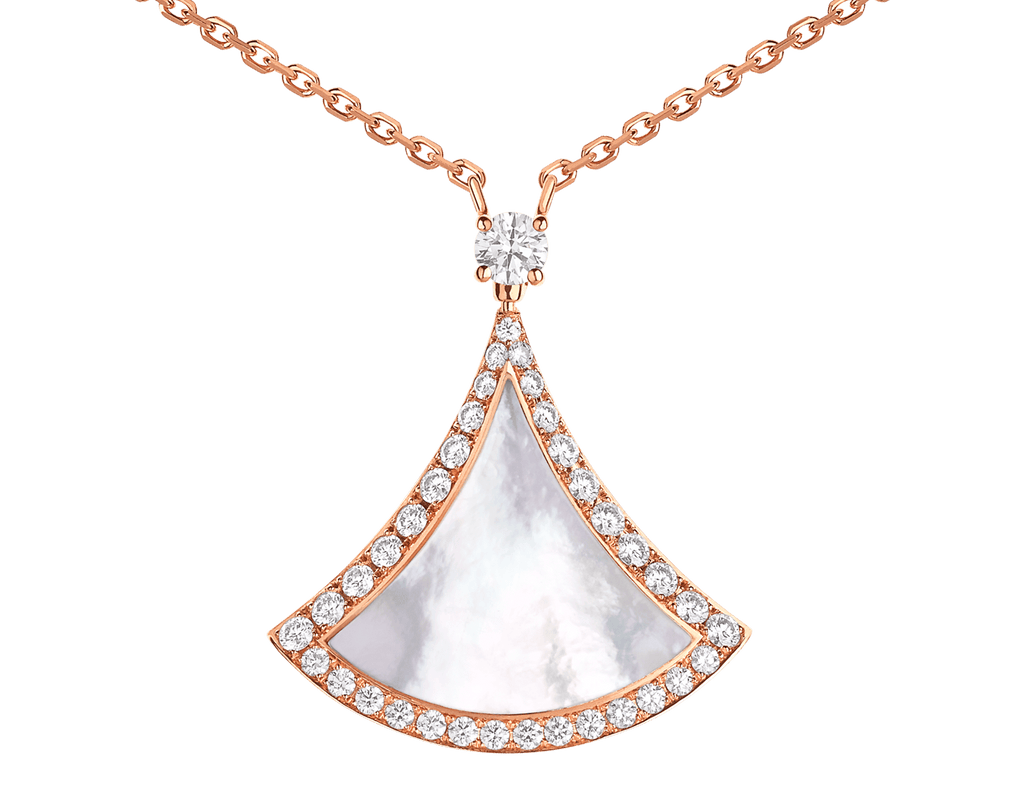 Carave Paris Pavé Mother of Pearl Fan Pendant Necklace