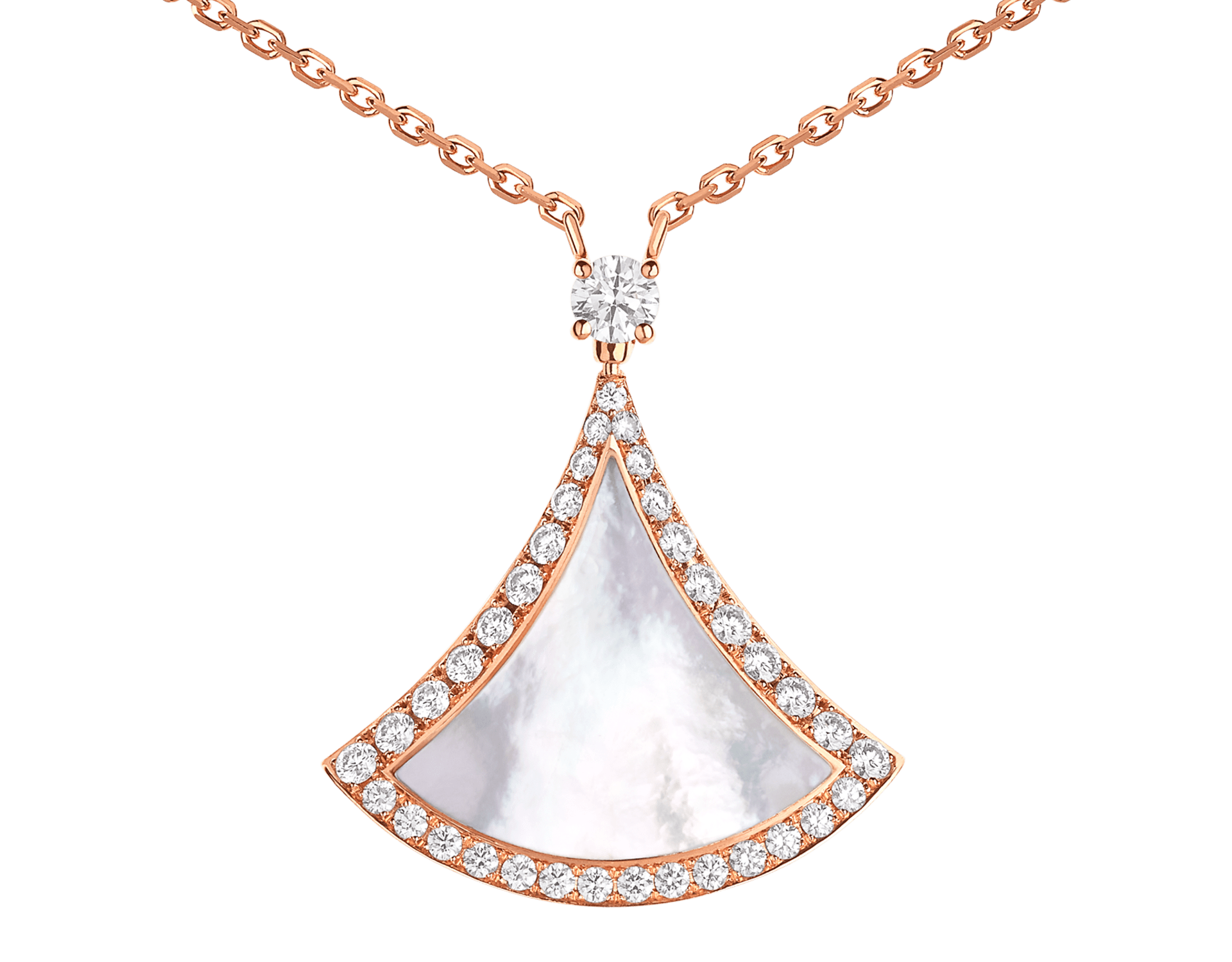 Carave Paris Pavé Mother of Pearl Fan Pendant Necklace