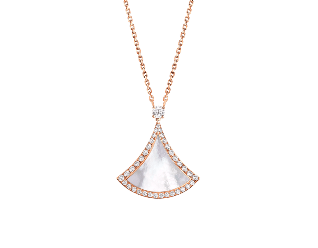 Carave Paris Pavé Mother of Pearl Fan Pendant Necklace
