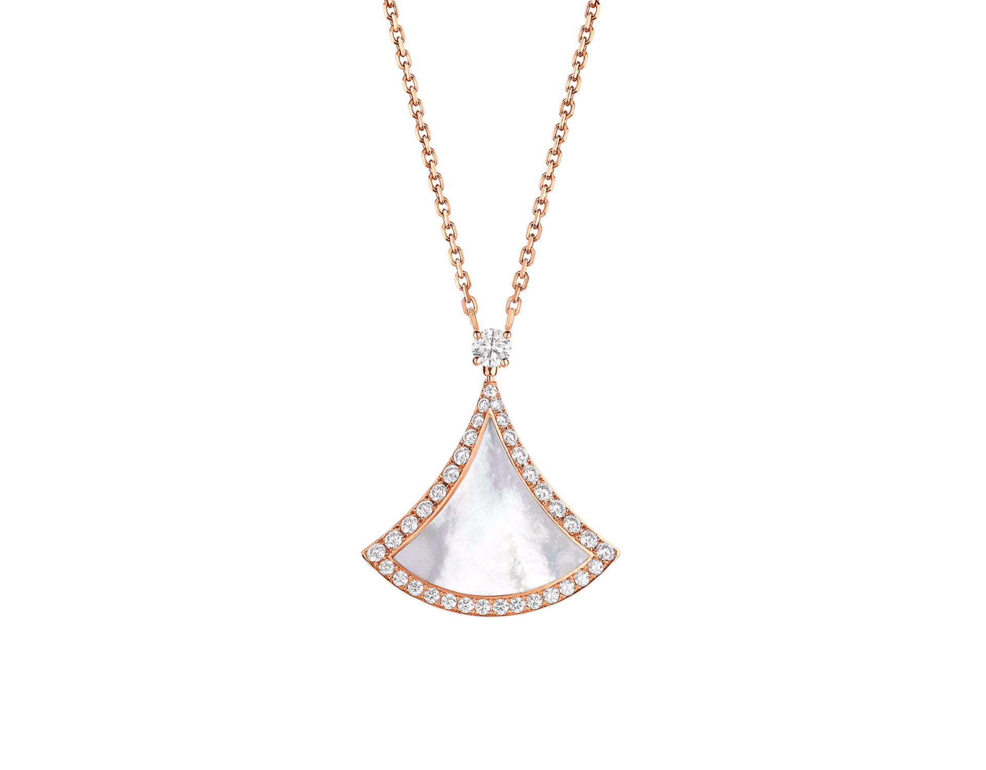 Carave Paris Pavé Mother of Pearl Fan Pendant Necklace