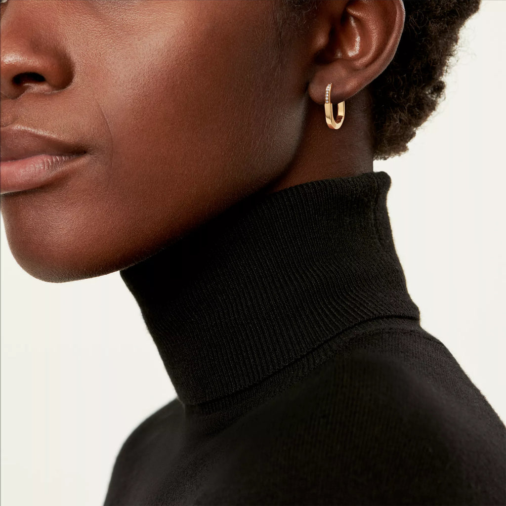 Carave Paris Pavé Rectangular Huggie Hoop Earrings