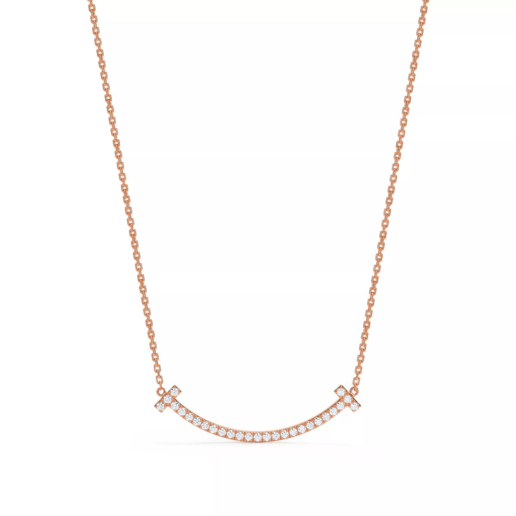 Carave Paris Pavé Smile Bar Necklace in Rose Gold