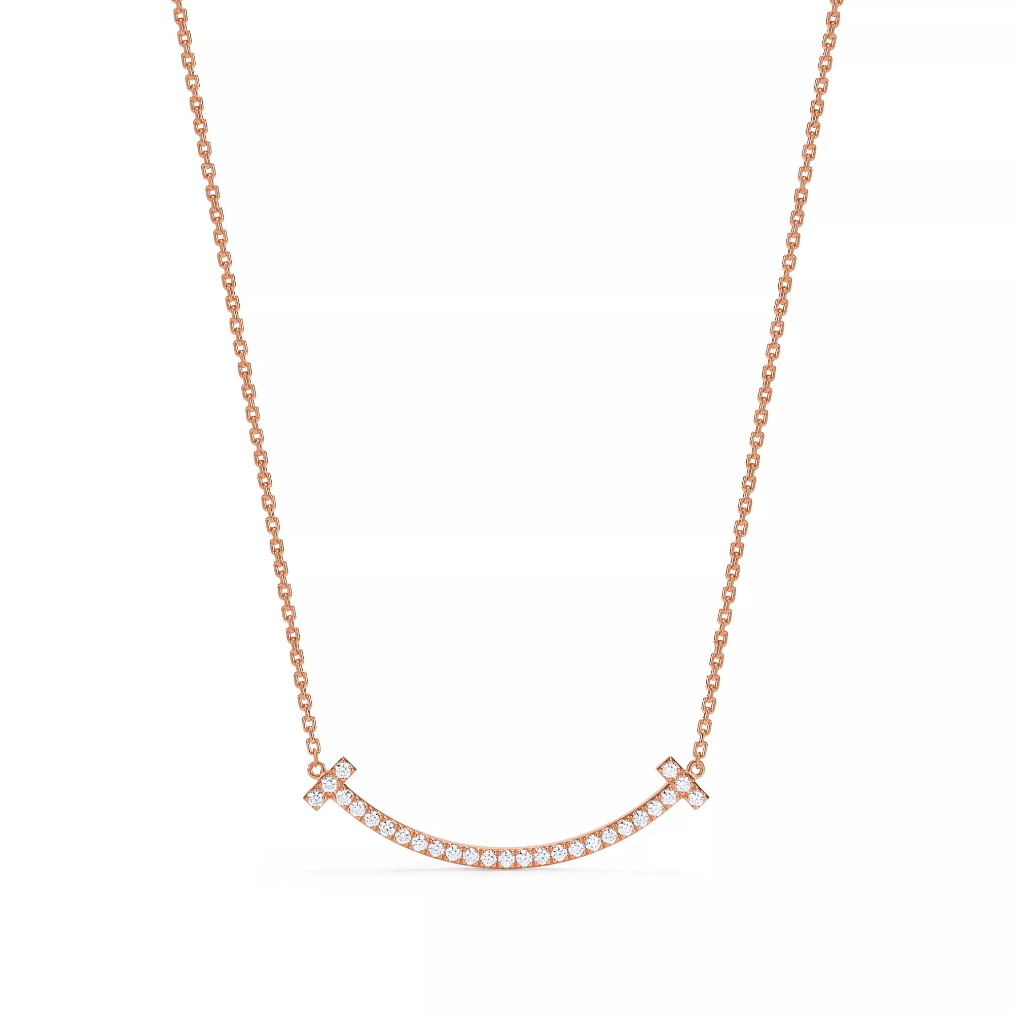 Carave Paris Pavé Smile Bar Necklace in Rose Gold