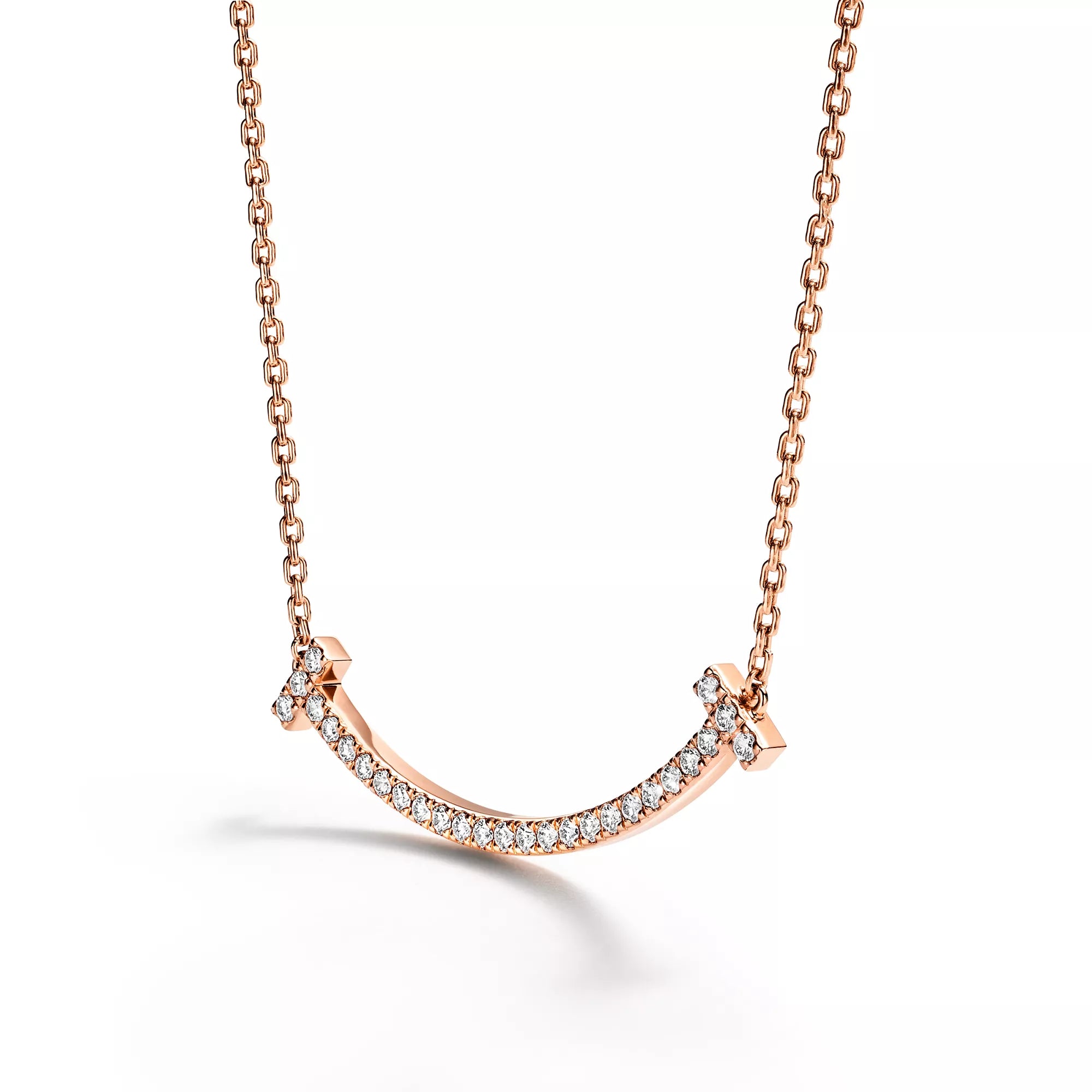 Carave Paris Pavé Smile Bar Necklace in Rose Gold