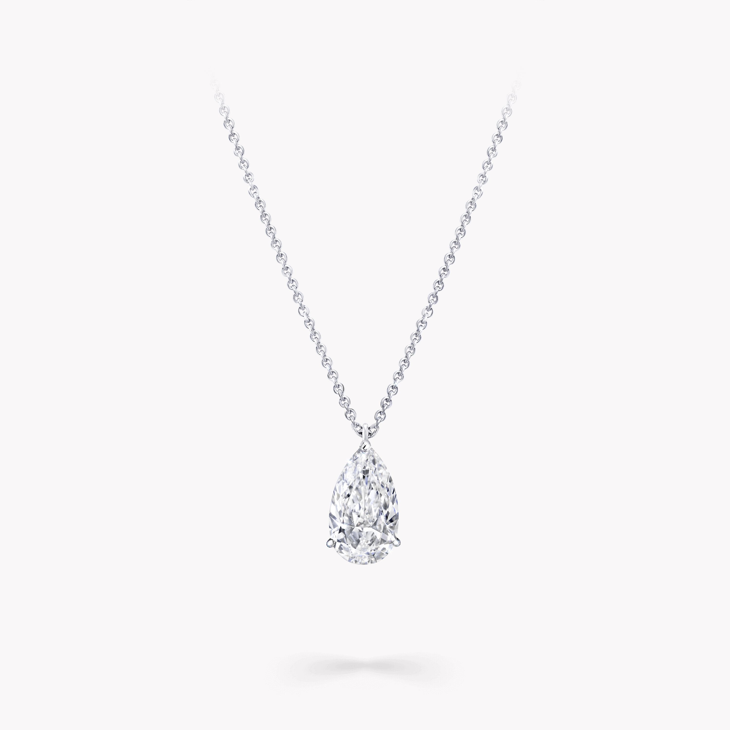 Carave Paris Pear Cut Solitaire Diamond Pendant Necklace