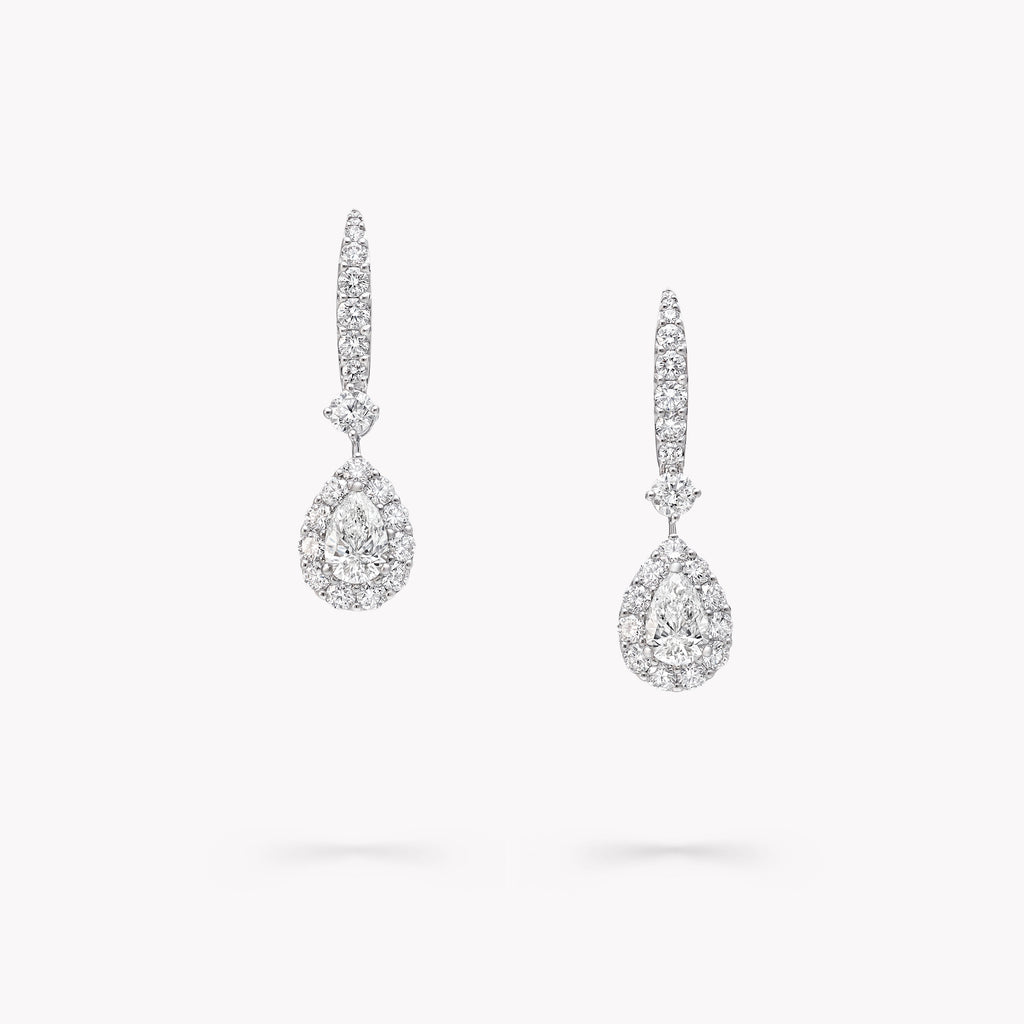 Carave Paris Pear Halo Diamond Drop Earrings