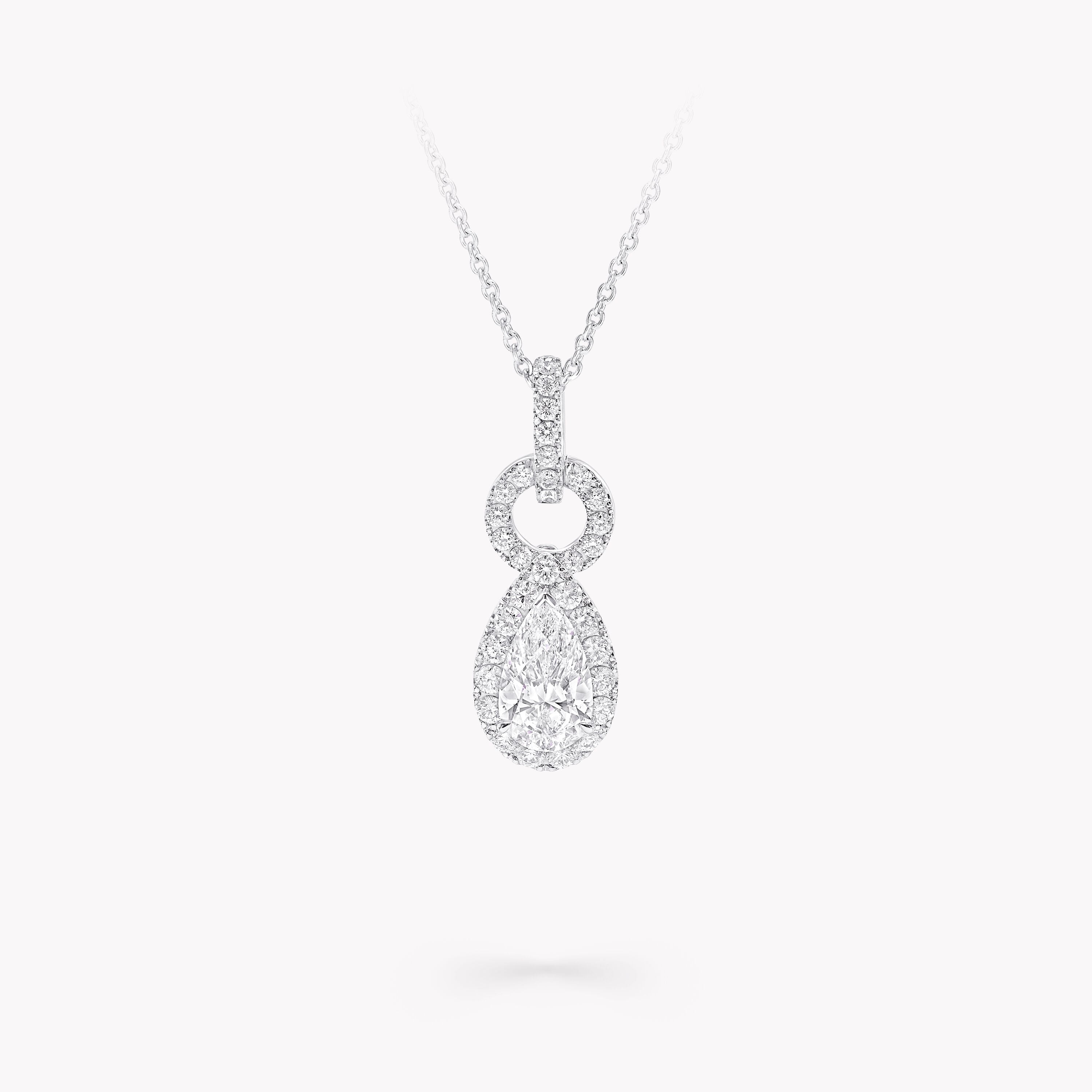 Carave Paris Pear Halo Diamond Pendant Necklace
