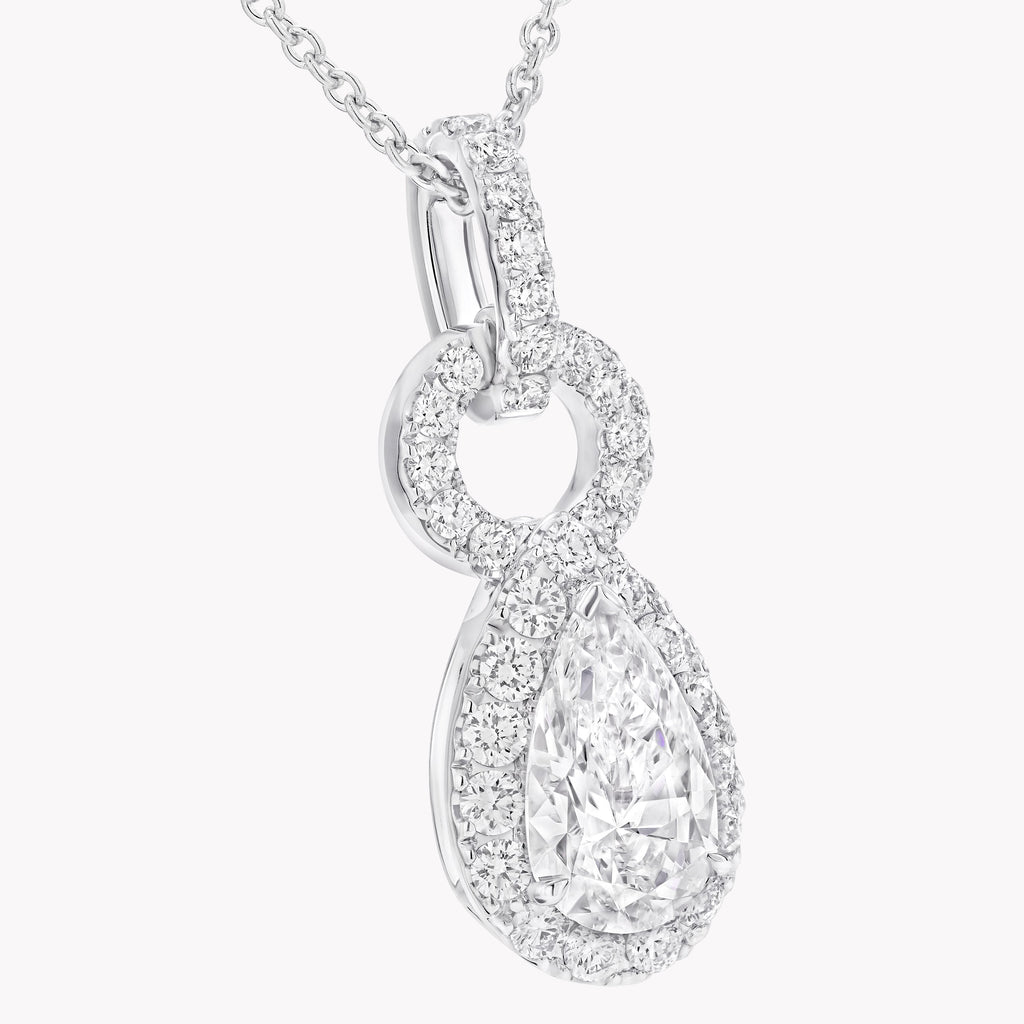 Carave Paris Pear Halo Diamond Pendant Necklace