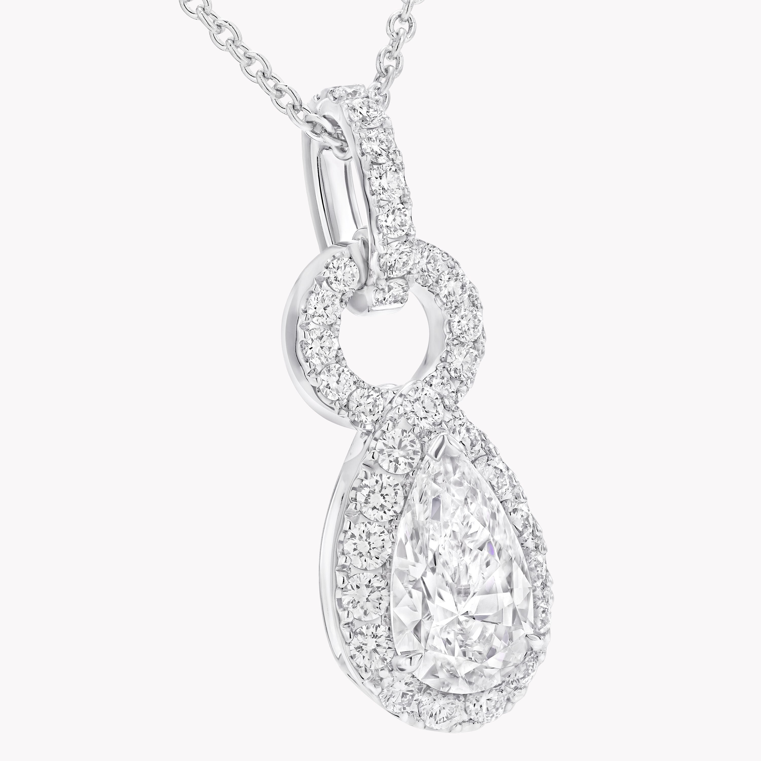 Carave Paris Pear Halo Diamond Pendant Necklace