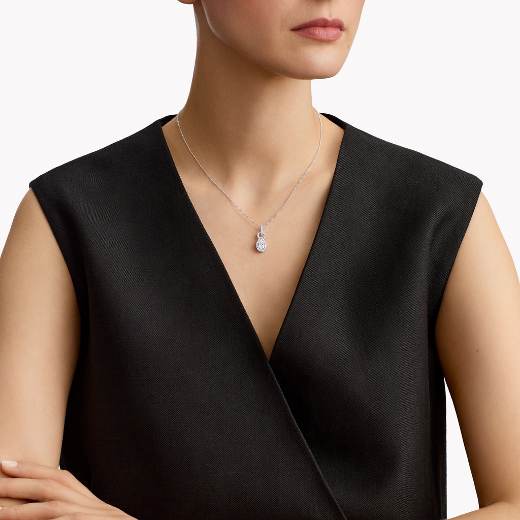 Carave Paris Pear Halo Diamond Pendant Necklace