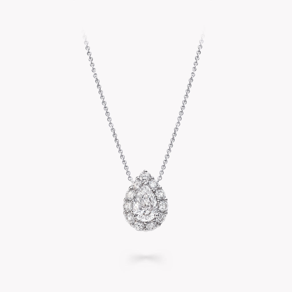 Carave Paris Pear Halo Diamond Pendant Necklace
