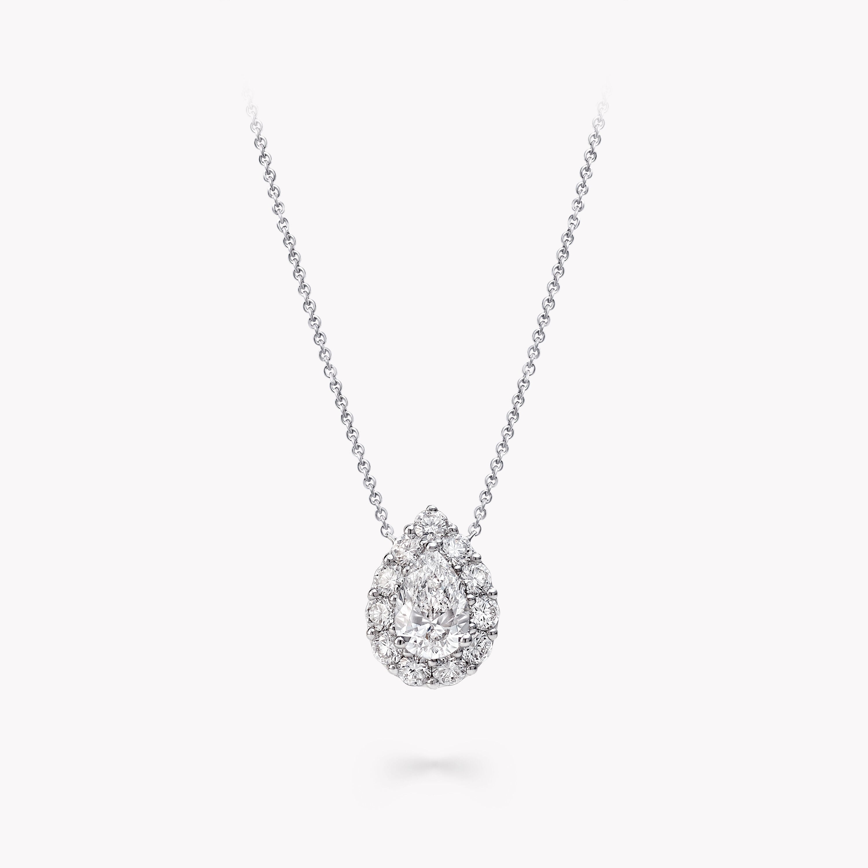 Carave Paris Pear Halo Diamond Pendant Necklace