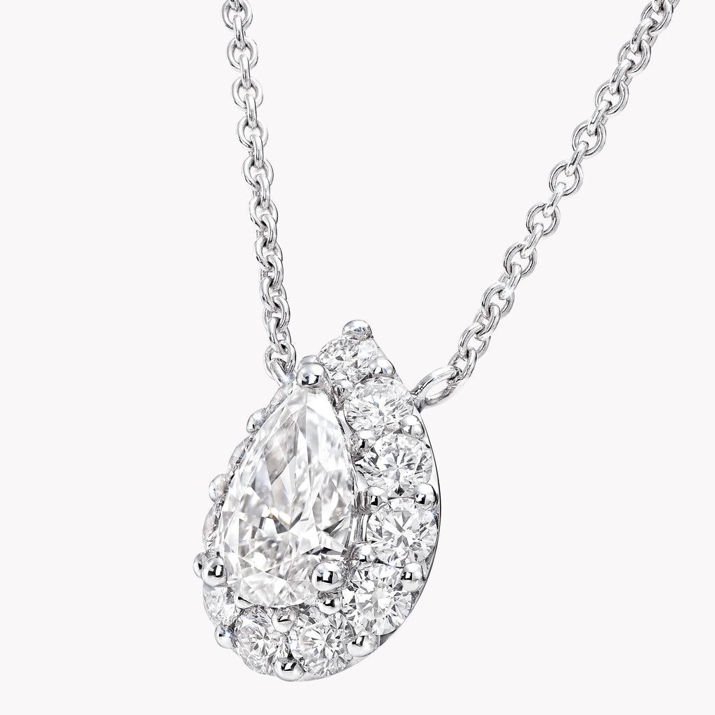 Carave Paris Pear Halo Diamond Pendant Necklace