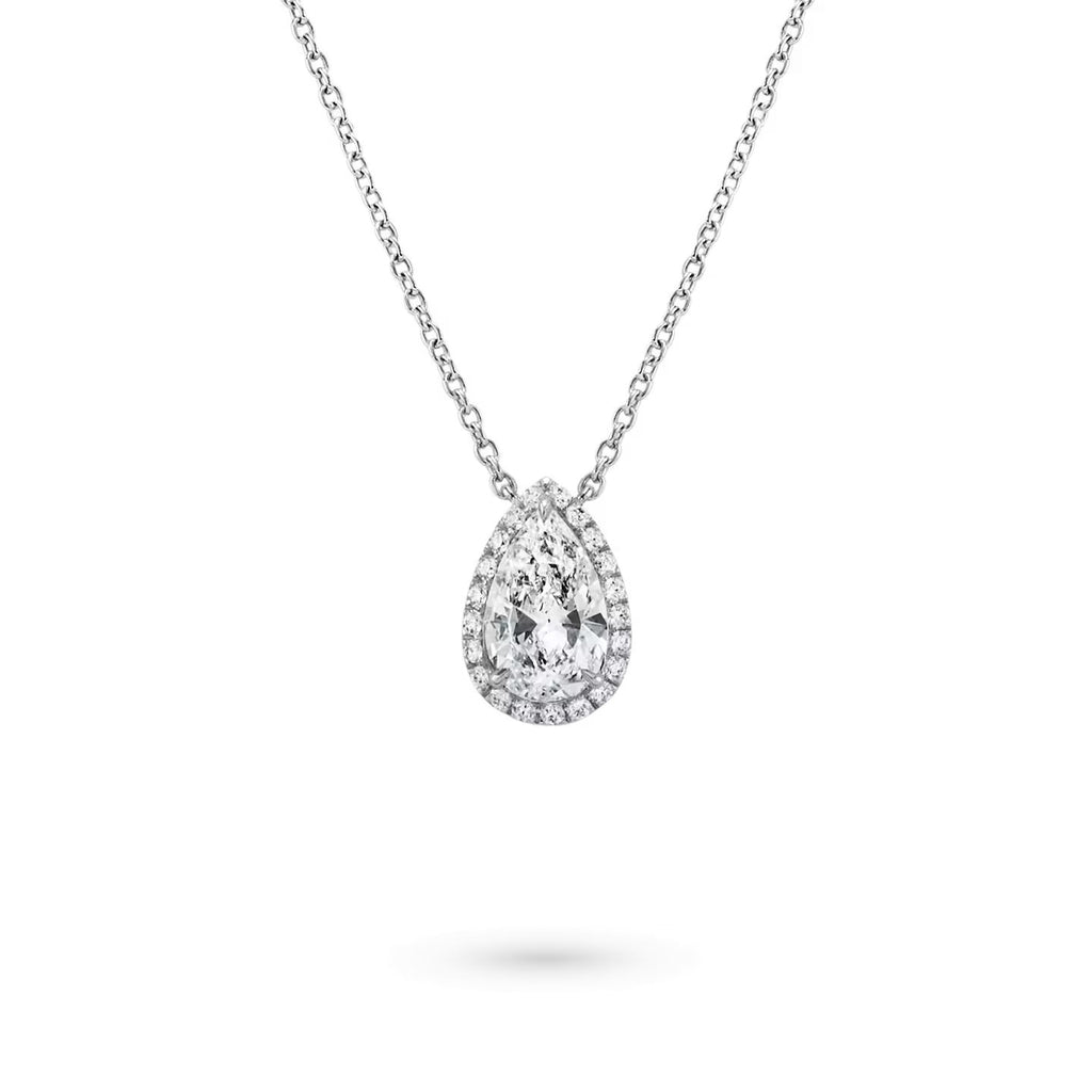 Carave Paris Pear Shaped Diamond Micropavé Pendant Necklace