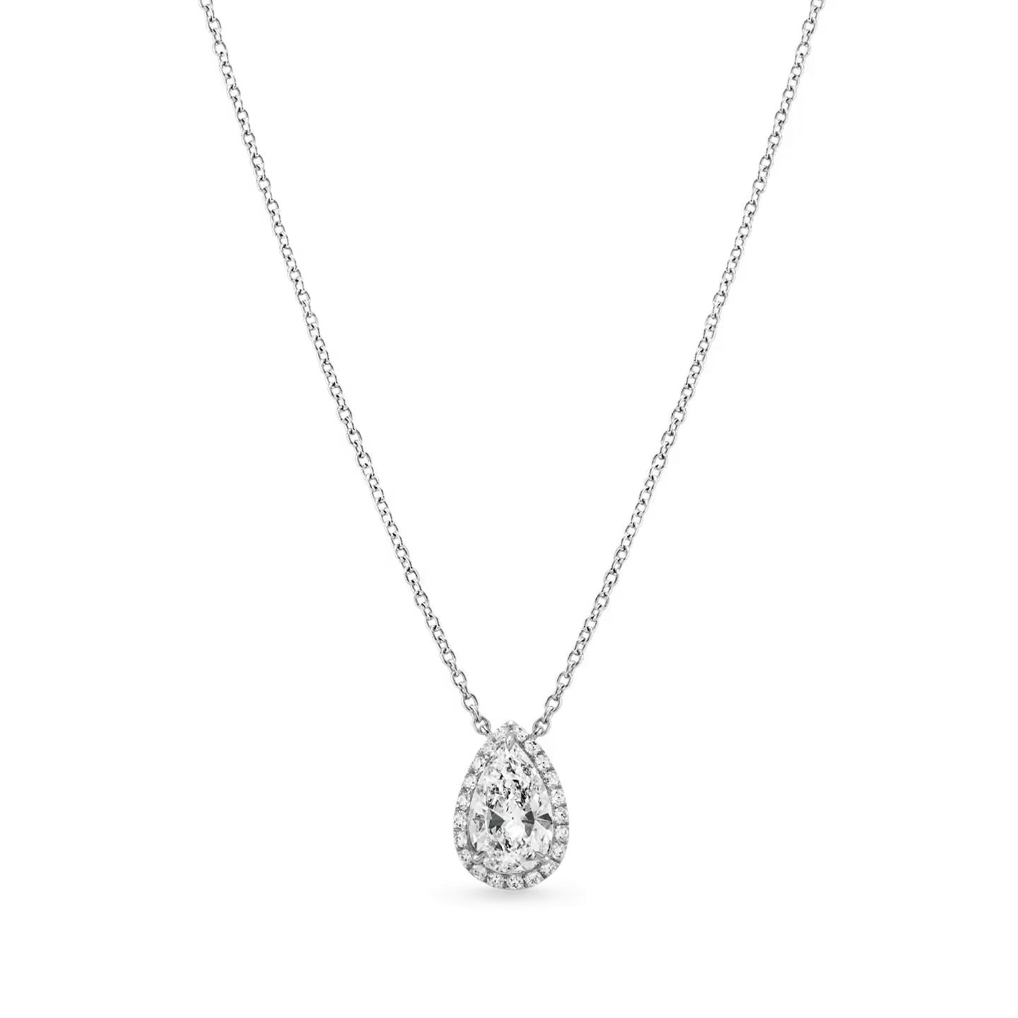 Carave Paris Pear Shaped Diamond Micropavé Pendant Necklace