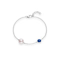 Carave Paris Pearl & Blue Gemstone Chain Bracelet