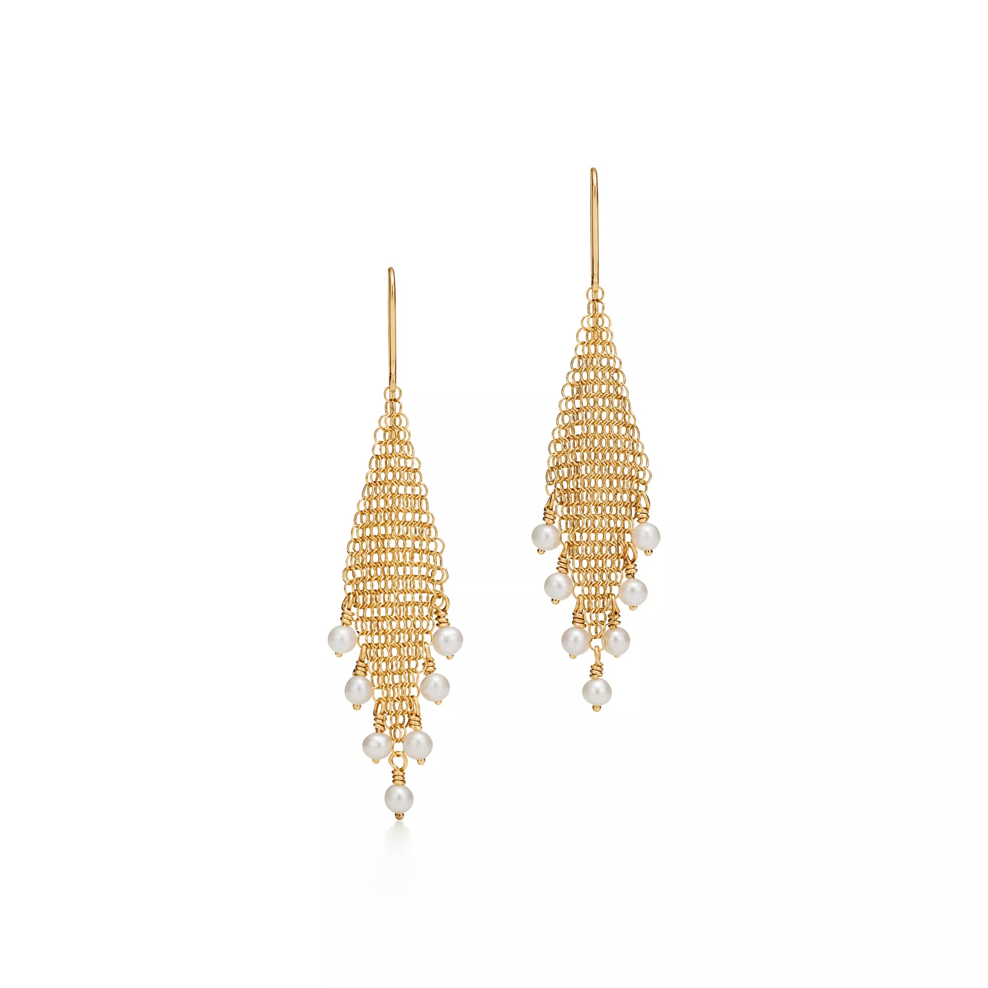 Carave Paris Pearl Cascade Chain Mesh Dangle Earring
