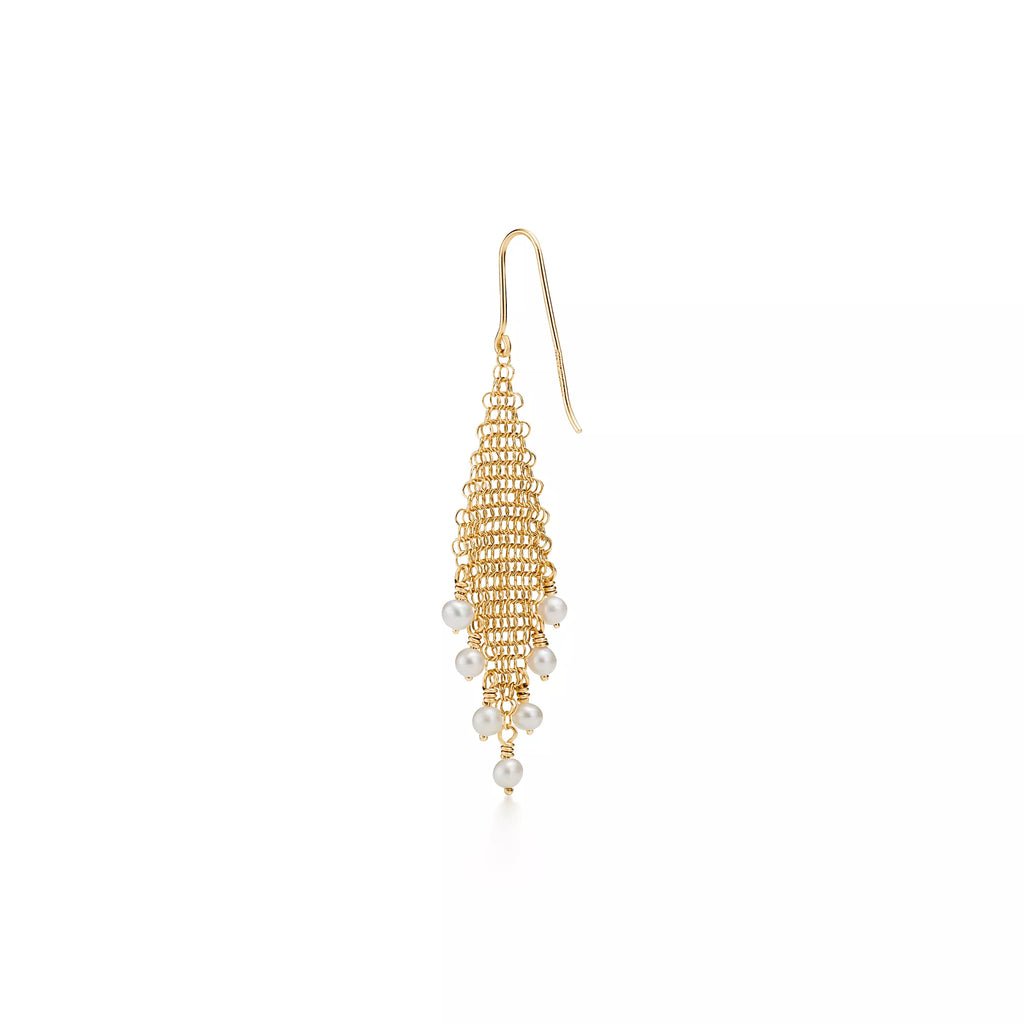 Carave Paris Pearl Cascade Chain Mesh Dangle Earring