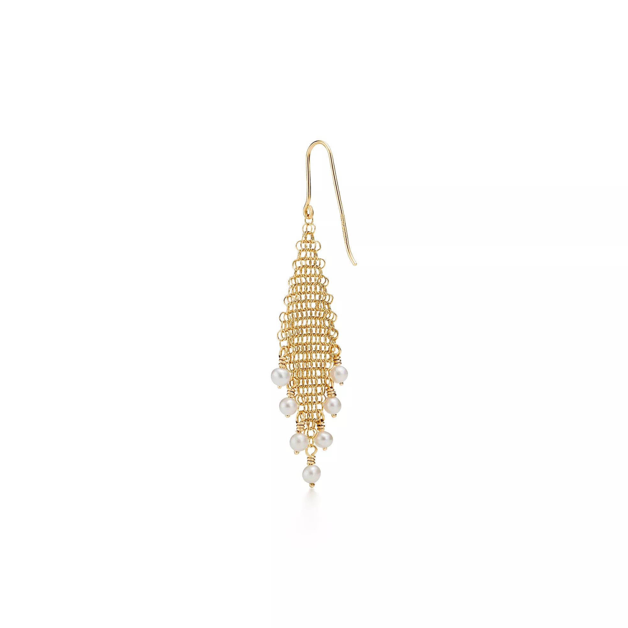 Carave Paris Pearl Cascade Chain Mesh Dangle Earring