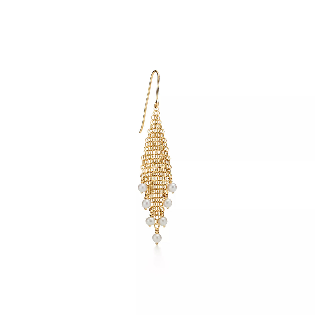 Carave Paris Pearl Cascade Chain Mesh Dangle Earring