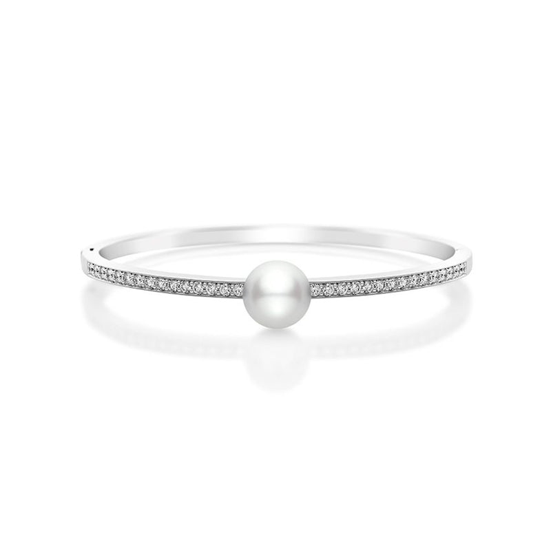 Carave Paris Pearl & Diamond Bangle Bracelet